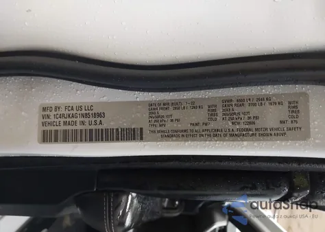 2022 Jeep Grand Cherokee L Altitude 4X4 z USA, uszkodzony, nr VIN 1C4RJKAG1N8518963